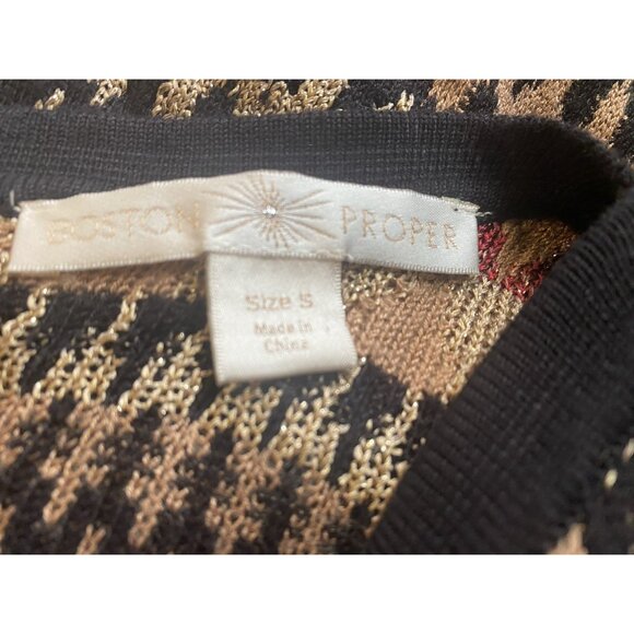 Boston Proper Small Metallic Midi Sweater Dress Stretch Woven Lined Zipper Back - Picture 9 of 10